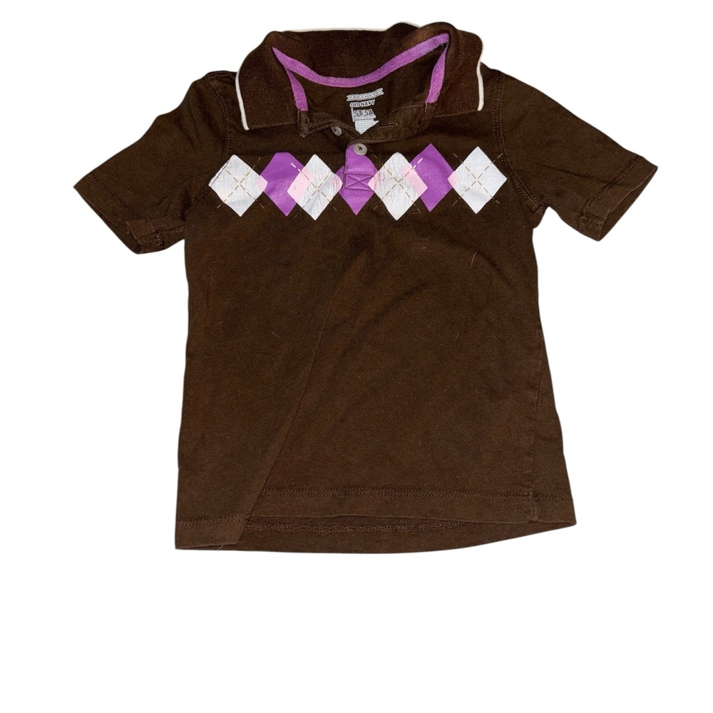 🌞 Old Navy Brown Polo with Purple Accents